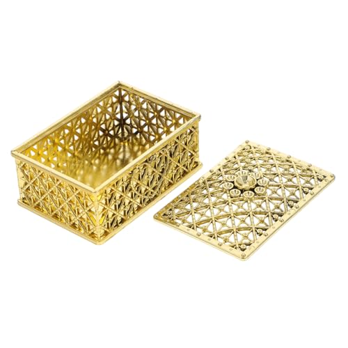 VALICLUD Goldene Rechteckige Schmuckbox mit Hohlraum design Vintage stil Vielseitige Aufbewahrung für Ringe Ohrringe und Halsketten Edle Geschenkbox für Hochzeit Valentinstag und von VALICLUD