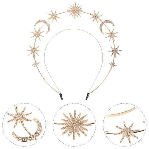VALICLUD Goldenes Braut stirnband mit Strasssteinen Dekoratives Haarschmuck accessoire für Hochzeit Party und Karneval Doppellagiges Design mit Stern Mond und Kristall Damen Haarreif für VALICLUD Goldenes Braut stirnband mit Strasssteinen Dekoratives Haarschmuck accessoire für Hochzeit Party und Karneval Doppellagiges Design mit Stern Mond und Kristall Damen Haarreif für von VALICLUD