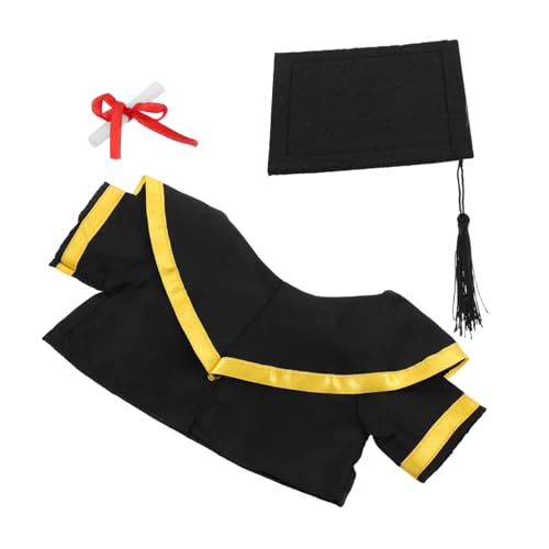 VALICLUD Graduation Bärenkostüm Set Plüschbär Abschlusskleidung aus Weichem mit Schwarzem Doktorhut Gelbem Abschluss Schal und Urkunde als Süßes Souvenir und Dekoration von VALICLUD