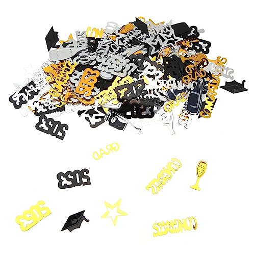 VALICLUD Graduation Konfetti Tischdeko mit Wein und Doktorhut Motiven Festivalstreudeko für Abschlussfeier Edles Schwarz Gold Silber Partydekoration von VALICLUD