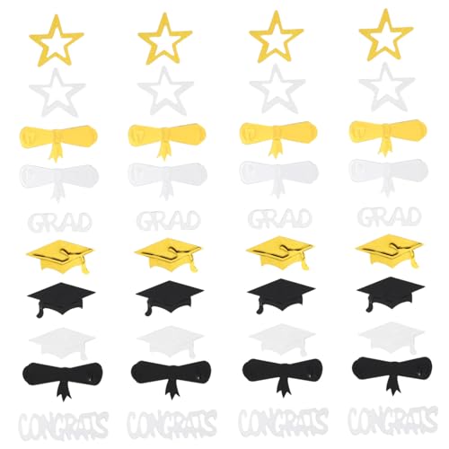 VALICLUD Graduationsparty Konfetti Dekoration mit Doktorhut und Buchrolle Wasserfestes Plastikmaterial Vielseitig als Fotorequisite und Wanddeko Einzigartiges Partyzubehör für von VALICLUD