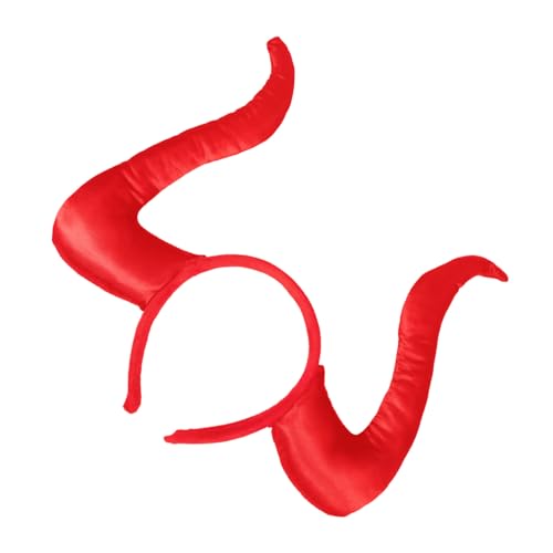 VALICLUD Halloween Teufelshörner Haarband Rot PU Großes Hörner Kopfschmuck Gothic Stirnband Party Kostüm Zubehör für Karneval Cosplay von VALICLUD