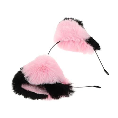 VALICLUD Handgefertigtes Katzenohren Haarband Lolita Stil Weiches Langlebiges Stirnband für Cosplay Halloween Karneval Komfortabel und Sicher Rosa Schwarz Einzigartiges Design für Damen von VALICLUD