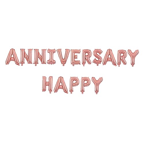 VALICLUD Happy Anniversary Aluminium Folienballon Set Roségold Dekorative Buchstabenballons für Hochzeiten und Jubiläumsfeiern für Verschiedene Feierlichkeiten von VALICLUD