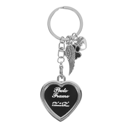 VALICLUD Haustier -Fotorahmenschlüsselkette Gedenkbilderrahmen für Haustier Gedenkschlüsselkette Hund Schlüsselanhänger Pet Remembrance Frame Erinnerung an den Hund Zinklegierung Silver von VALICLUD