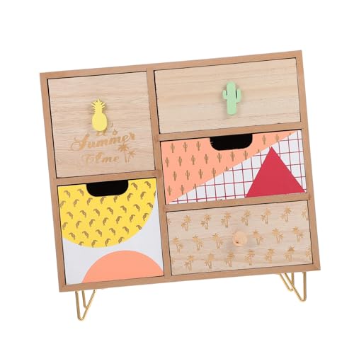 VALICLUD Holz Schubladenbox mit Fächern Schmuck Kosmetik Aufbewahrungsbox Eleganter Holz Organizer für Schreibtisch Praktische Home Storage Box für Kleinigkeiten von VALICLUD