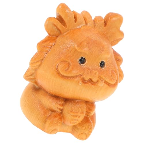 VALICLUD Holzfigur Drache Handgeschnitzt Chinesisches Tierkreiszeichen Glücksbringer Feng Shui Deko Tischdekoration für Büro und Zuhause Stabile Holzskulptur für Wohlstand und Prosperität von VALICLUD