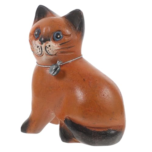 VALICLUD Holzfigur Katze Miniatur Handgeschnitzt Niedlich Stabile Holzdekoration für Wohnzimmer Büro Desktop VALICLUD Holzfigur Katze Miniatur Handgeschnitzt Niedlich Stabile Holzdekoration für Wohnzimmer Büro Desktop von VALICLUD