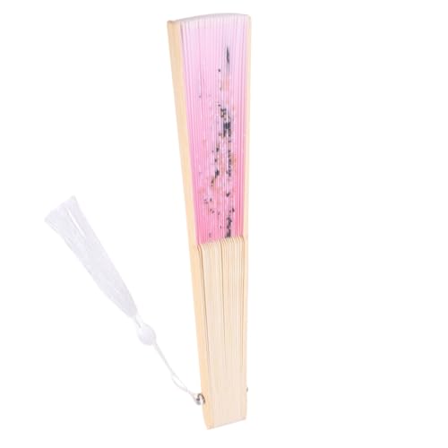 VALICLUD Japanischer Faltbarer Handfächer mit Pflaumen Design Handgefertigter Tanzfächer Tragbarer Vintage Faltfächer für Party Hochzeit Aufführung und Dekoration in Rosa von VALICLUD
