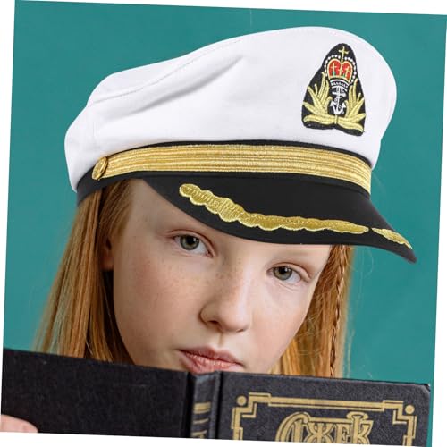 VALICLUD Kapitänsmütze für Weiß Bestickte Matrosen Kostüm Kappe Leichte Baumwolle Segler Hut für Cosplay Party Bühne von VALICLUD