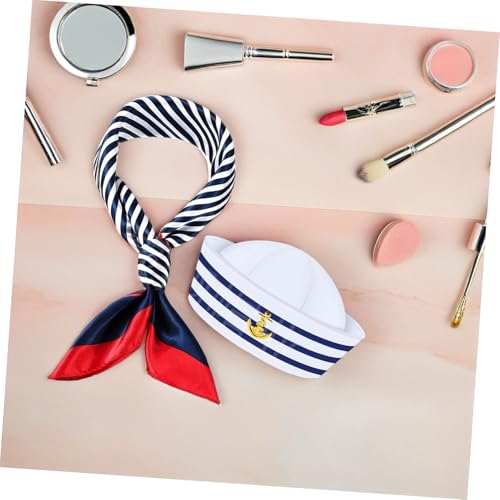 VALICLUD Kapitänsmütze und Schal Set für Erwachsene Kopfgröße Unisex Weiß Gestreift Weiches Material Nautisches Kostüm für Karneval Mottoparty Cosplay VALICLUD Kapitänsmütze und Schal Set für Erwachsene Kopfgröße Unisex Weiß Gestreift Weiches Material Nautisches Kostüm für Karneval Mottoparty Cosplay von VALICLUD