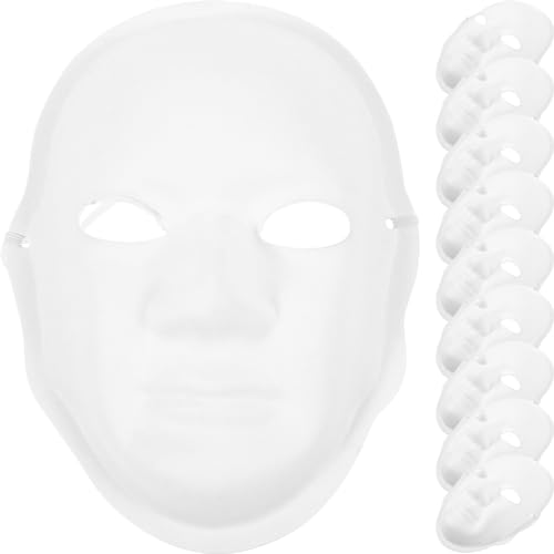 VALICLUD Leere Weiße Vollgesichtsmasken 10 Stück Diy-Bastelarbeiten Leere Männermasken Malpapiermasken Maskerade-Tanzmasken Leere Cosplay-Kostümmasken Für Mardi Gras Diy-Kreativität Und von VALICLUD