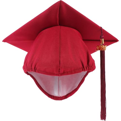 VALICLUD Matte Abschlusskappe mit 2024-Quaste Unisex-Abschlusshut für Erwachsene Akademischer Doktorhut Abschlussparty-Hut für High School College Bachelor Master Rot von VALICLUD