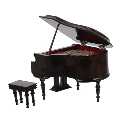 VALICLUD Miniatur Flügel Modell Klavier mit Bank Detailgetreues Puppenhaus Realistische Holzfigur für Musikliebhaber Vielseitiges und Wohnraumdekoration VALICLUD Miniatur Flügel Modell Klavier mit Bank Detailgetreues Puppenhaus Realistische Holzfigur für Musikliebhaber Vielseitiges und Wohnraumdekoration von VALICLUD