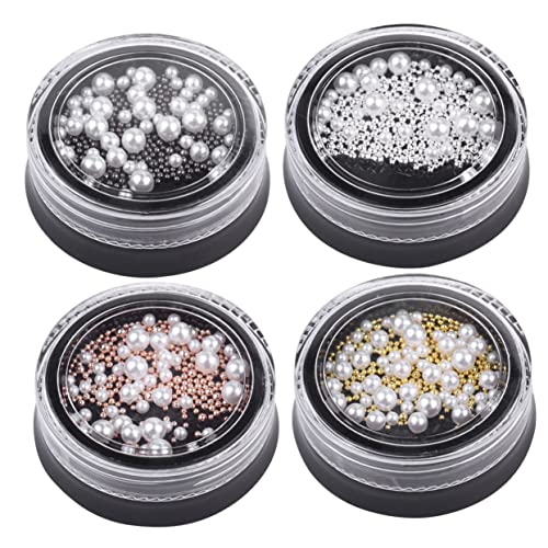 VALICLUD Nail Art Perlen Weiß Imitation Halbperlen Kugeln Nageldekorationen DIY Manicure Zubehör für Frauen Mädchen Nageldesign Zubehör von VALICLUD