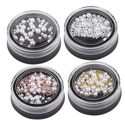 VALICLUD Nail Art Perlen Weiß Imitationsperlen Stahlkugeln Maniküre Schmuck DIY Nageldekoration für Frauen Mädchen von VALICLUD