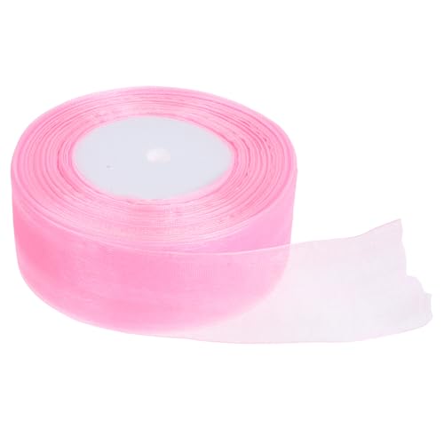 VALICLUD Netzband Organzaband Schwarzes Band zur Trauer Drahtband schwarz schwarzes transparentes Band schwarzes Organzaband schwarzer Tüll Chiffon Rosa von VALICLUD