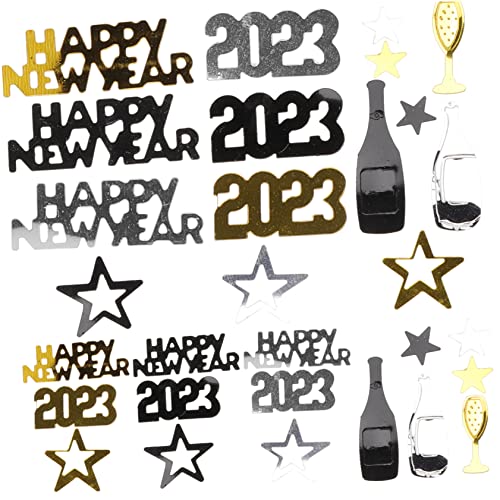VALICLUD Neujahrs Konfetti Dekorationszubehör für Partys Schwarz Gold Silber Tischdekoration Happy Year Streudeko für Kreative Bastelprojekte und Feierlichkeiten von VALICLUD