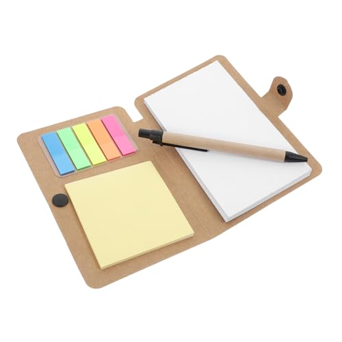 VALICLUD Notizblock-Set Reisebüro-Versorgungsset Notizbücher mit Tabs Met-Spiralnotizbuch kleines Notizbuch mit Stifthalter Notebook Sticky Tabs PU-Leder Khaki von VALICLUD