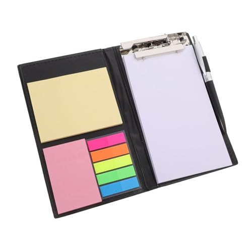 VALICLUD Notizordner Klemmbrett-Folio mit Notizblock College -Essentials Beachten Sie Organisator Taschennotizbuch mit Stift Notebook-Stifthalter Papier Schwarz von VALICLUD