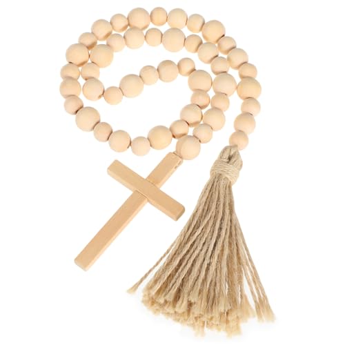 VALICLUD Pastorale Holzperlen Girlande mit Quaste Dekorative Perlenkette für Wandbehang für Zuhause und Feierlichkeiten Kreative Verzierung für Büro und Geschäft von VALICLUD