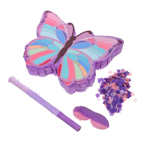VALICLUD Schmetterling Pinata mit Schlagstab und Augenmaske Bunte Geburtstagsdeko für Mädchen Sicherer Materialmix für Kindergeburtstag und Karneval Papierkonfetti Bezaubernde von VALICLUD