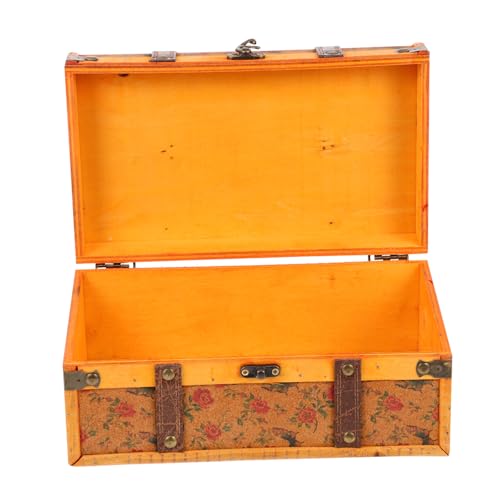 VALICLUD Schmuckschmuck Aufbewahrungsschachtel Schatzkiste, Schmuckkästchen Halskette Veranstalter antike Schmucktruhe Fall Schmuckschatulle Ohrring-Organizer Holz Orange von VALICLUD