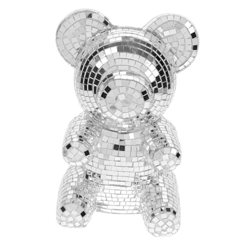 VALICLUD Spiegelnde Disco bär Skulptur Silber Reflektierender Glasmirror Deko für Party Hochzeit Valentinstag Weihnachten Künstlerische Tischfigur für Hotel Restaurant und Büro von VALICLUD