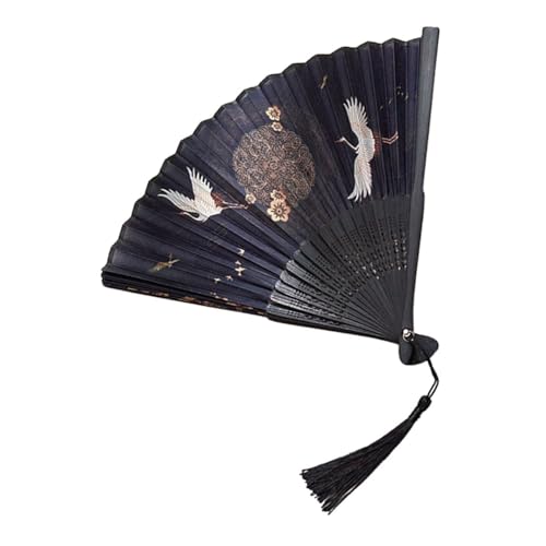 VALICLUD Vintage Faltbarer Handfächer Chinesischer Stil mit Elegantem Muster Handlicher Klappfächer für Party Tanz und Dekoration Tragbar und Platzsparend Inklusive Quaste Geschenk von VALICLUD