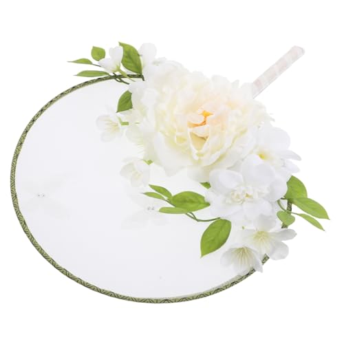 VALICLUD Vintage Handfächer im Chinesischen Stil mit Realistischer Blumenverzierung und Quaste Runder Handfächer für Hochzeitstanz und Sommerparty Modisches Vielseitiges Accessoire für von VALICLUD