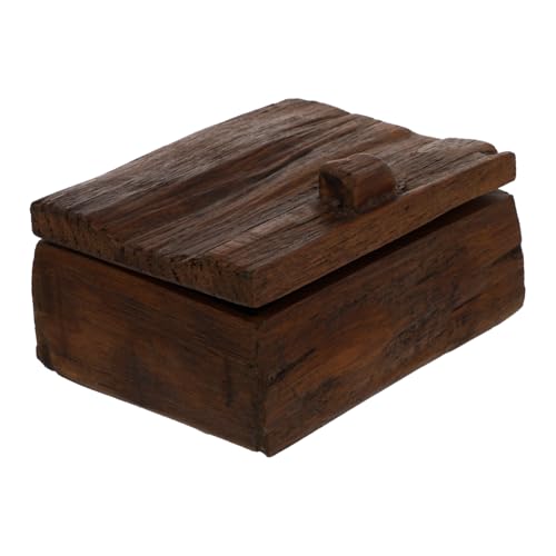 VALICLUD Vintage Holz Schmuckschatulle mit Deckel Langlebige Aufbewahrungsbox für Kleine Schmuckstücke Dekorative Retro Holzbox für Schlafzimmer Büro Wohnzimmer und Schreibtisch von VALICLUD