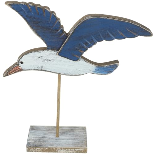 VALICLUD Vintage Holzfigur Handgefertigte Seagull Deko Skulptur für Innen und Außen Mediterrane Holzstatue als Stilvolle Wohn und Bürodekoration von VALICLUD