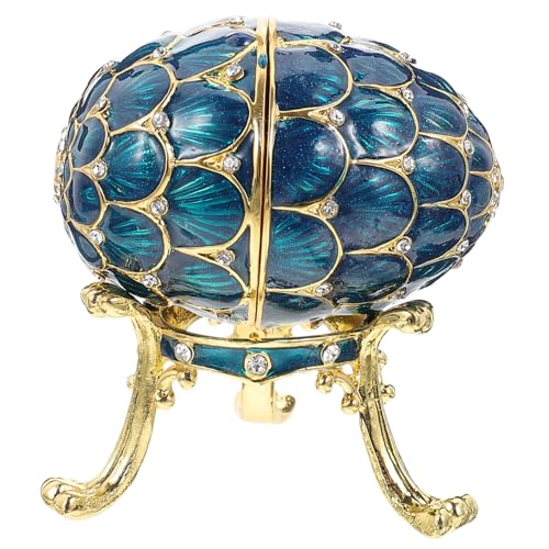VALICLUD Vintage Schmuckkästchen Ei mit Strasssteinen Emaillierte Schmuck aufbewahrungsbox mit Deckel Dekorative Kleine Schmuckschatulle für Ringe Ohrringe Elegantes Vanity dekor von VALICLUD
