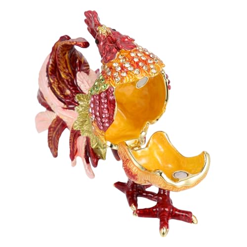 VALICLUD Vintage Schmuckschatulle Rooster Design Schmuckkästchen Klein Schmuckaufbewahrung Dekobox für Halsketten Ohrringe Armbänder Tischdekoration Wohnzimmer Schlafzimmer von VALICLUD
