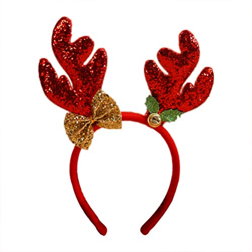 VALICLUD Weihnachten Glitzer Rentiergeweih Stirnband Dekorative Elch Haarreifen Holidaycosplay Kostüm Weihnachten Party Favors Geschenke (Rot) von VALICLUD