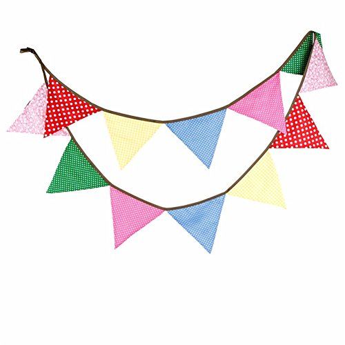 Wimpelkette, 3,2 m, 12 Flaggen, Baumwolle, Banner / Girlande für Babypartys Geburtstag Party von Valink