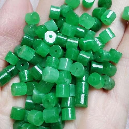 Exquisite handgefertigte Perlen, Eissamen Bashan Jade Tube hoch und kurz Fu Lushou dreifarbig Guanyin Buddha Anhänger Perlen lose Bastelzubehör (Farbe: g n, Größe: 100 Stück) von VALISS
