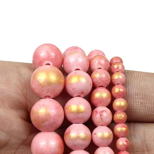 Exquisite handgefertigte Perlen, hellrosa Chalcedon-Stein, lose Perlen, runde Perlen, DIY, handgefertigtes Perlenarmband, Halskette, Ohrringe, Zubehör (Größe: 6 mm, 60 Stück) von VALISS