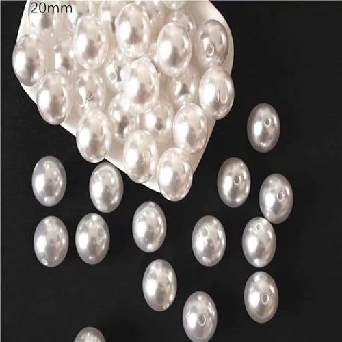 Exquisite handgemachte Perlen, DIY handgefertigte Materialien weiße Nachahmung Perle lose Perlen Doppel Loch Runde Perle Schmuck Zubehör 3-20mm 250g. (Color : 20mm) von VALISS