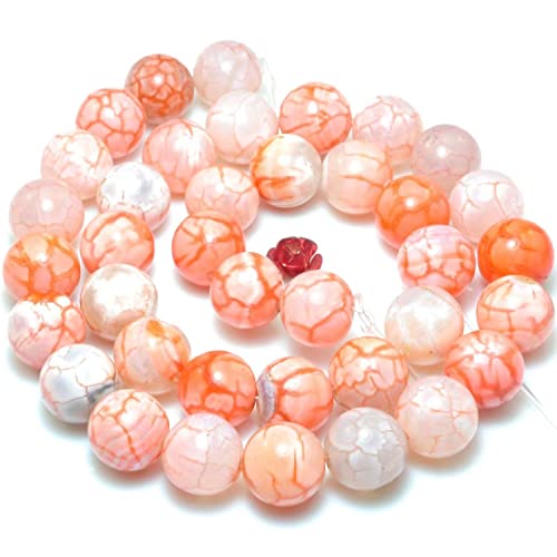 Exquisite handgemachte Perlen, Orange Drache Achat Lose Schmuck, glatte Runde Perlen Armband, DIY Material Halskette, weibliche Hand Perlen Halbedelstein (10mm 37pcs) von VALISS