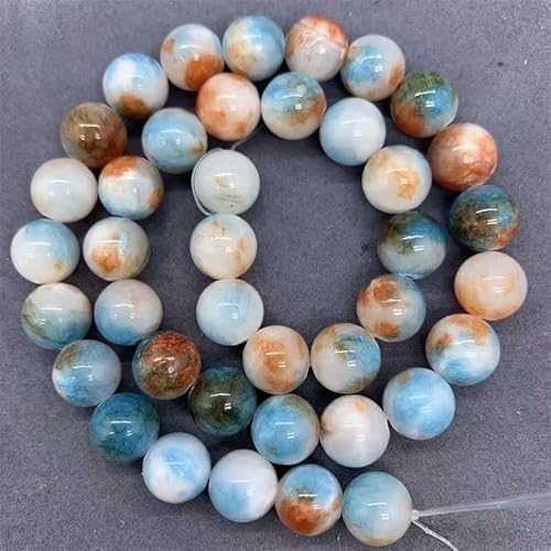 Exquisite handgemachte Perlen, neue orange-blaue Jade Perlen Halbzeuge Perlen DIY Handheld Armband Halskette Schmuck Zubehör. (Size : 6mm 62pcs) von VALISS