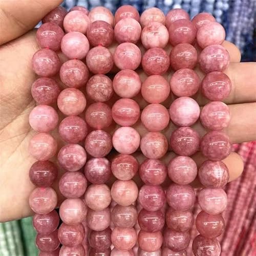 Exquisite handgemachte Perlen, neue rote Stein lose Perlen Perlen Striche Pfirsichblüte Hochzeit Perlen DIY Armband Halskette Perlen Schmuck Zubehör. (Size : 8mm 46pcs) von VALISS