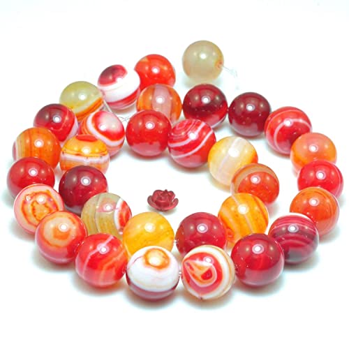 Exquisite handgemachte Perlen, rot gestreifte Achat lose Schmuck Produkte glatte Runde Perlen handgemachte Armband DIY Material Halskette weibliche Hand Perlen (Größe : 8mm 47pcs) von VALISS