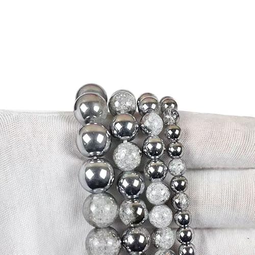 Exquisite handgemachte Perlen, silbergrau explosive Kristallperlen tragen Halsketten handgemachte DIY Armband Perlen Kristall Schmuck Zubehör. (Size : 8mm 46pcs) von VALISS