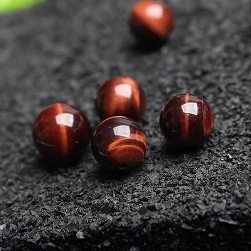 VALISS Exquisite, handgefertigte Perlen, natürlicher Tigeraugen-Stein/Holzstein, grün/blau/rot/gelb, Tigeraugenstein, lose Perlen, einzelne Perle (Farbe: 2, Größe: 8 mm, 50 Stück) von VALISS