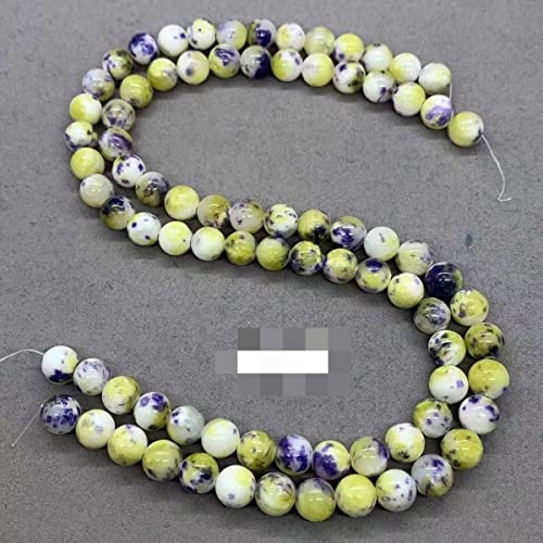 VALISS Exquisite Bastelperlen, Pulver in 6 Farben, Schwarz, Gelb, Grün, Weiß, Jadeperlen und lose Perlen, DIY-Armbandzubehör 6/8/10 mm. Farbe: 1 UK, Größe: 10 mm, 38 Stück) von VALISS