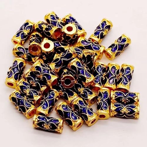 VALISS Exquisite handgefertigte Perlen, Legierung Loch 2.0 Cloisonné Langes Rohr Perlenabscheider Zubehör for Perlen Separator Perlen (Color : 3, Size : 10pcs) von VALISS