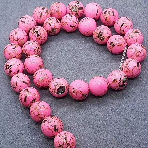 VALISS Exquisite handgefertigte Perlen, dunkles Roségolddraht, Pinienschale, türkisfarbene lose Perlen, Halbfertige Produkte mit runden Perlen von Jinbeisong Rosa. (Farbe: 12 mm, 31 Stück) von VALISS