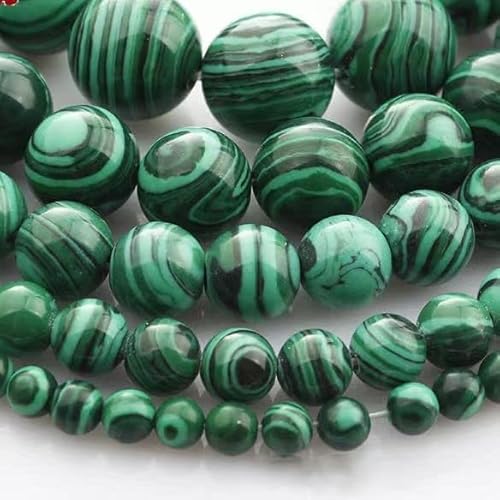 VALISS Exquisite handgefertigte Perlen, grüne Malachit-Perlen der zweiten Generation, lose Perlen, Handperlen, handgefertigte Perlenkettenzubehör (Farbe: 10 mm, 37 Stück) von VALISS