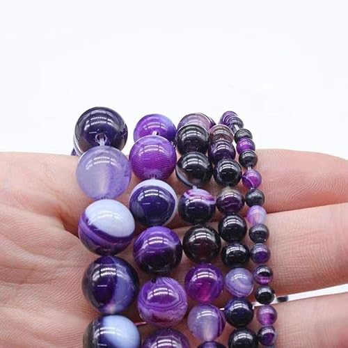 VALISS Exquisite handgefertigte Perlen, natürliche Linien, umwickelt mit violetten Achat-Perlen, DIY handgefertigte Chalcedon-Perlenohrringe mit Armband für Damen. Größe: 4 mm, 90 Stück VALISS Exquisite handgefertigte Perlen, natürliche Linien, umwickelt mit violetten Achat-Perlen, DIY handgefertigte Chalcedon-Perlenohrringe mit Armband für Damen. Größe: 4 mm, 90 Stück von VALISS